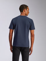 Alpinestars Ride 4.0 CSF Tee, Short Sleeve T-Shirt, Navy Blue, back view on a model, casual motorsport streetwear