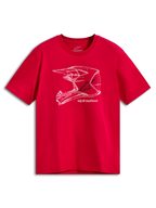 Alpinestars CSF Tee, kortærmet t-shirt, rød, hvid MX-hjelm grafik på fronten, casual motorsport streetwear