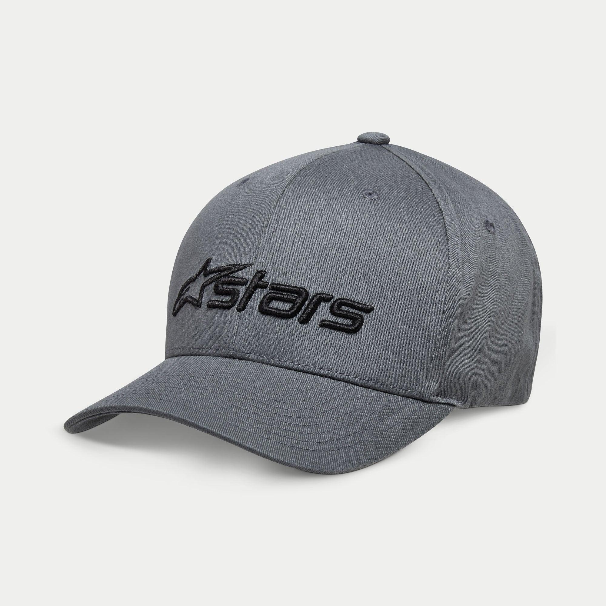 Alpinestars Blaze 2.0 kasket, kasket med struktureret krone og kurvet skygge, charcoal black, tekstureret sort Astars-logo, stræk twill-stof, afslappet motorsport-inspireret streetwear