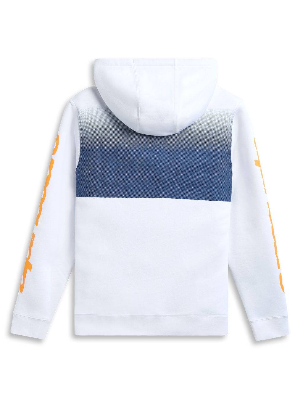 Alpinestars Specter Hættetrøje, hvid hættetrøje set bagfra med gradueringsfade print og hætte, afslappet motorsport sportstøj