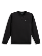 Alpinestars Positive Crew, sort sweatshirt med hvidt brystlogo og ribstrikkede manchetter og søm, afslappet motorsport sportstøj