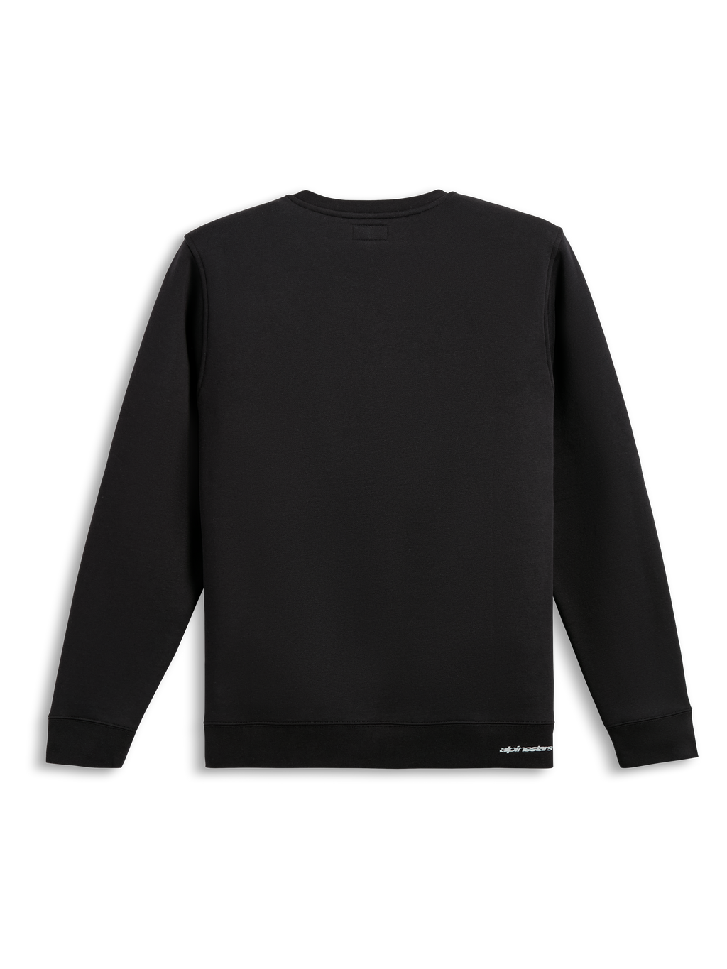 Alpinestars Positive Crew, sort sweatshirt set bagfra, ren bomuldsblanding med ribkant ved søm og manchetter, afslappet motorsport sportstøj