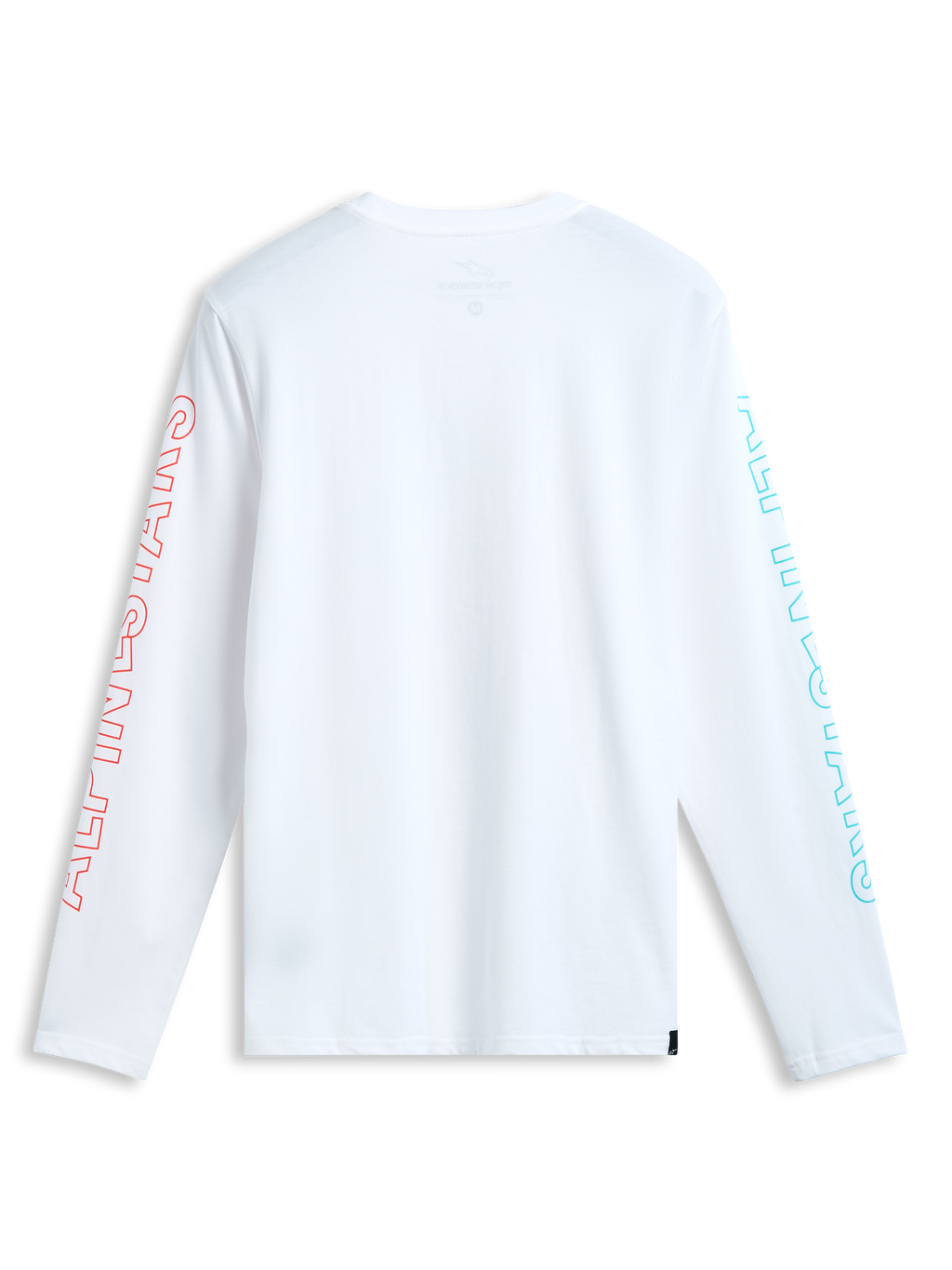Alpinestars Ayess Csf Tee, white long-sleeve sportswear t-shirt with printed graphics on the sleeves, back view.