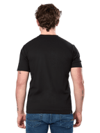 Alpinestars Cereal CSF Tee, Short Sleeve T-Shirt, Black, back view, worn with blue jeans, casual motorsport-inspired streetwear