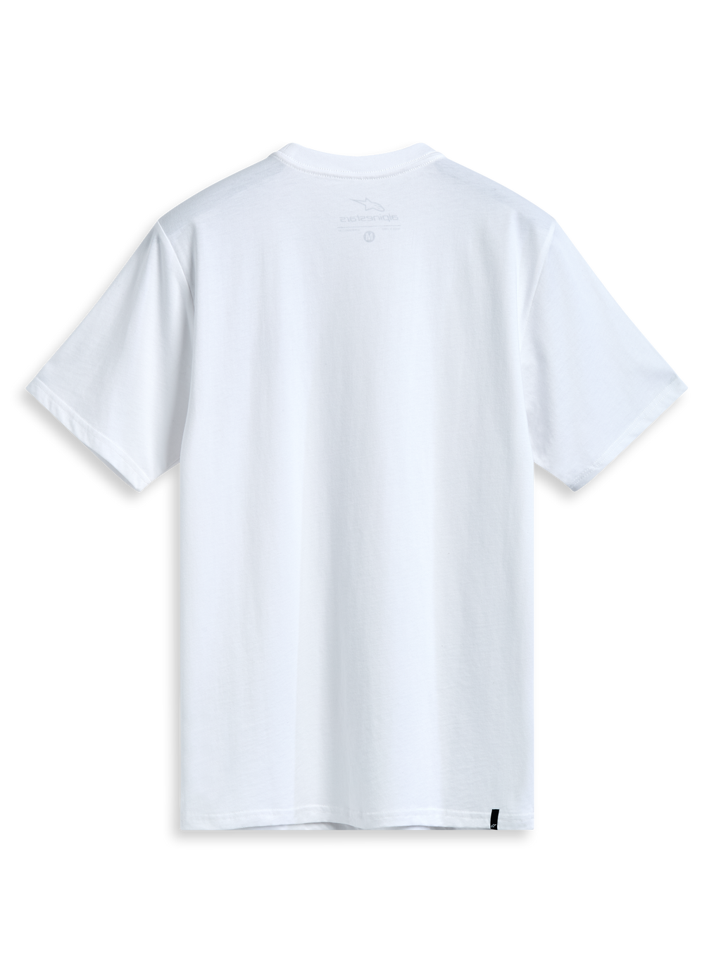 Alpinestars Dot Carbon CSF Tee, white short-sleeve sportswear t-shirt, rear view showing internal neck print and external labeling