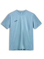 Alpinestars Point Performance Tee, Short Sleeve T-Shirt, Ice Blue, Small Black Star Logo on Chest, Crew Neck, Sustainable Performance Wicking Fabric, Casual Motorsport Streetwear