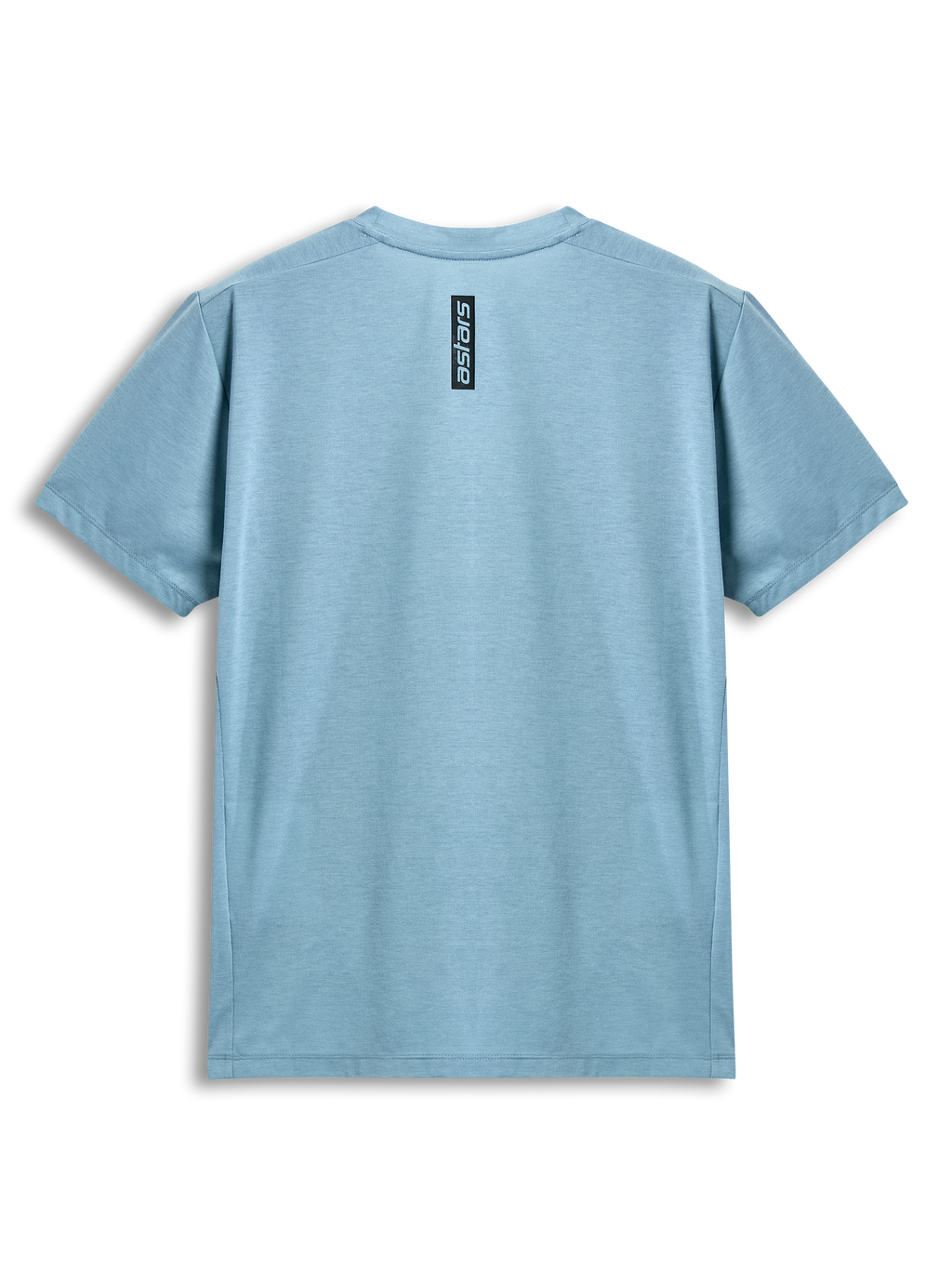 Alpinestars Point Performance Tee, Short Sleeve T-Shirt, Ice Blue, back view featuring vertical black astars word print, casual performance sportswear