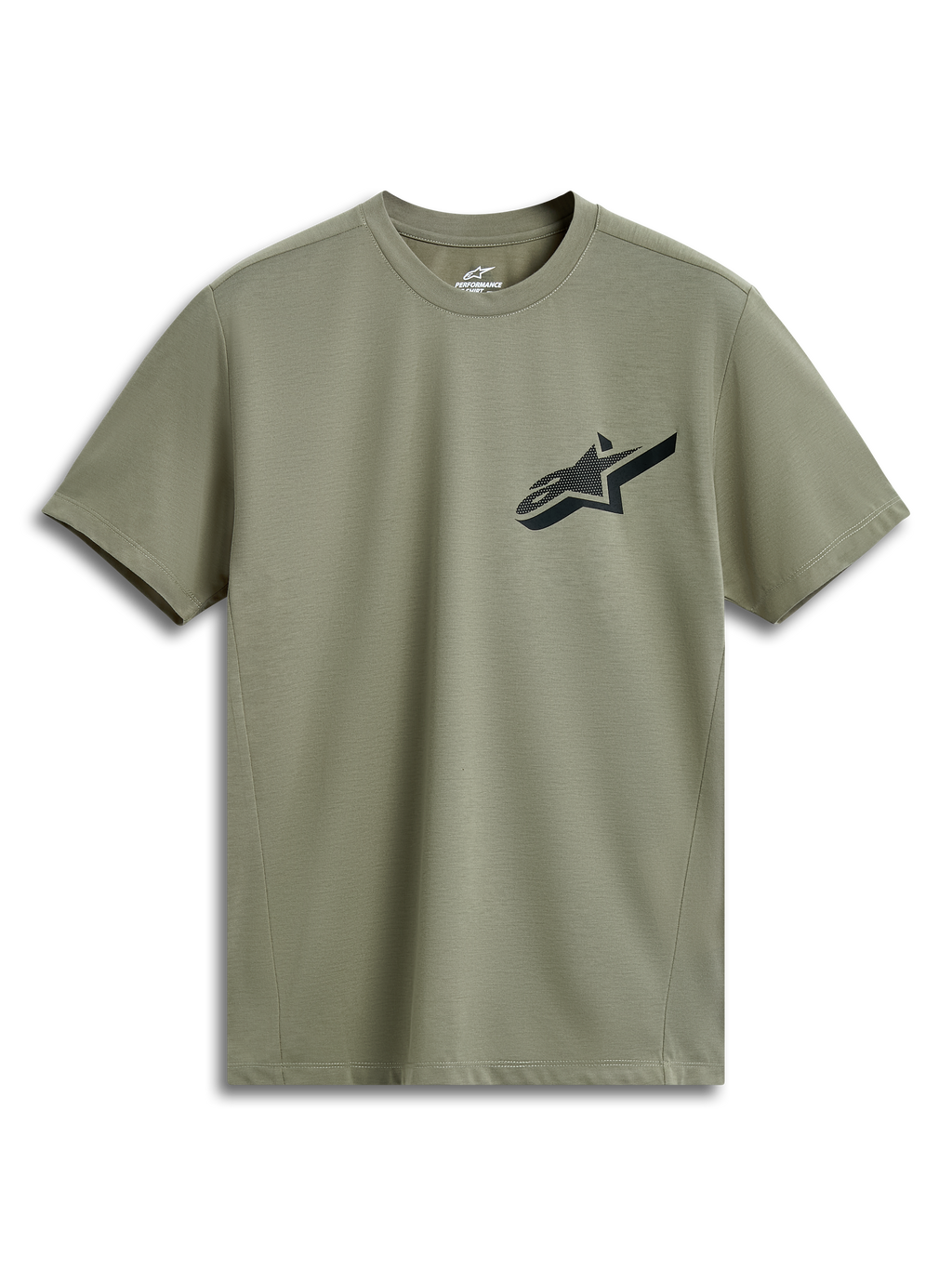 Alpinestars Attrition Performance Tee, kortærmet t-shirt, lysegrøn, sort Astars-logo på brystet, teknisk jersey-stof, bæredygtigt performance-sportstøj