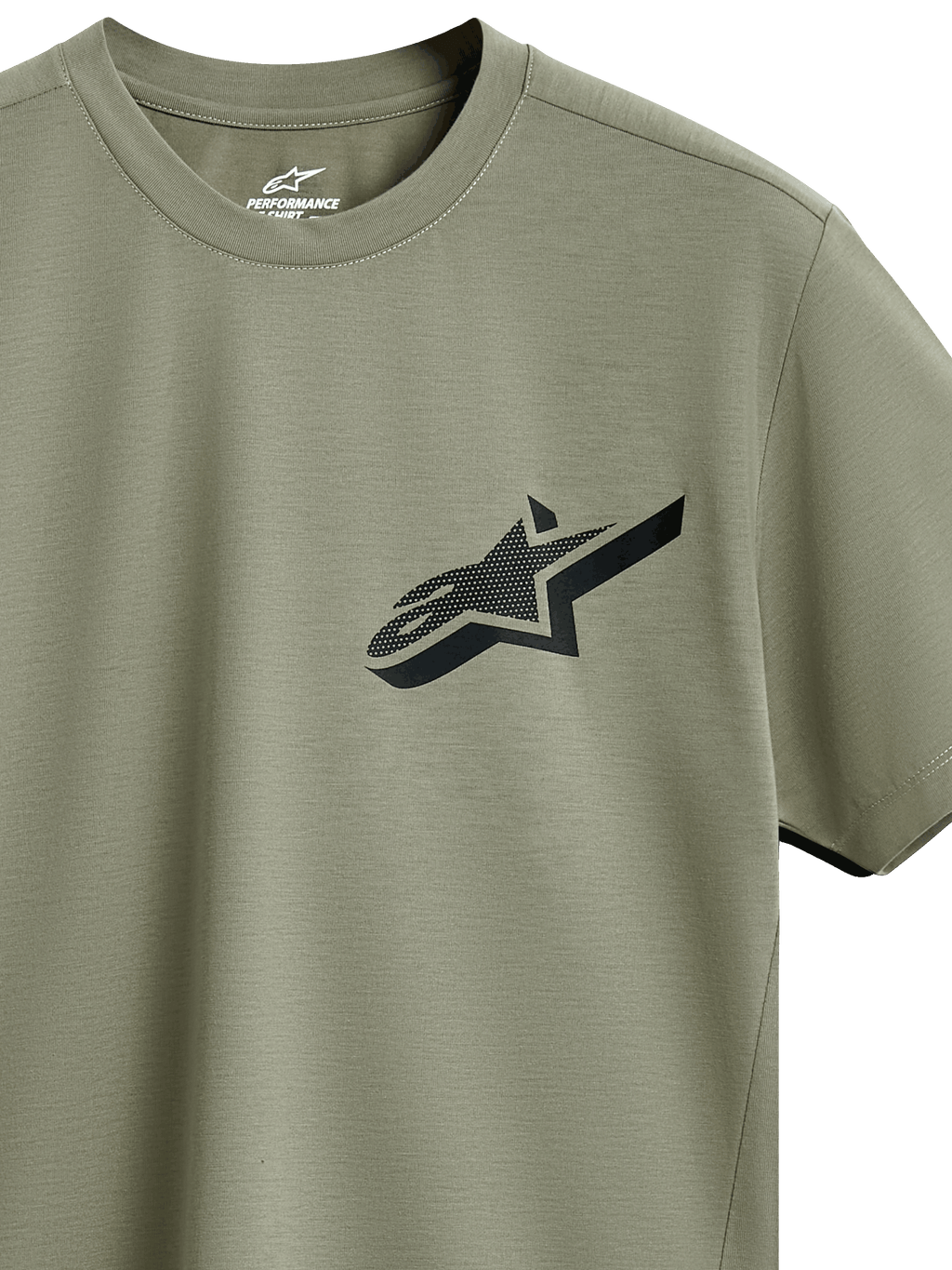 Alpinestars Attrition Performance Tee, kortærmet t-shirt, lysegrøn, sort Astars-logo med tekstureret mønster på brystet, bæredygtigt fugttransporterende performance-stof