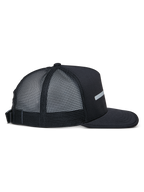 Alpinestars Alter Trucker Hat, Black, Side View, Structured Crown and Flat Bill, Recycled Polyester Mesh Back, Adjustable Buckle Back, Casual Sportswear