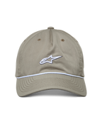 Alpinestars Tyler Hat, Casual Sportswear Hat, Khaki, front view with white embroidered logo and braided rope trim, curved bill, relaxed low crown design