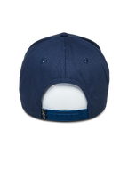 Alpinestars Committed Hat, Navy Blue, Snapback Baseball Cap, Rear View, featuring adjustable plastic closure and small black logo tag, casual motorsport-inspired headwear