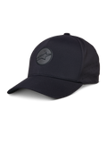 Alpinestars Apex Hat, sort baseballkasket, buet skygge, reflekterende cirkulært stjernelogo, perforerede sidepaneler til ventilation, performance sportstøj hovedbeklædning
