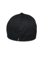 Alpinestars Cereal Hat, Black Baseball Cap, back view featuring flex back construction with a small white embroidered logo at the base, casual sportswear headwear