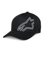 Alpinestars Share Hat, Black Baseball Cap, White Outlined Astars Logo, Curved Brim, Structured Crown, Casual Sportswear