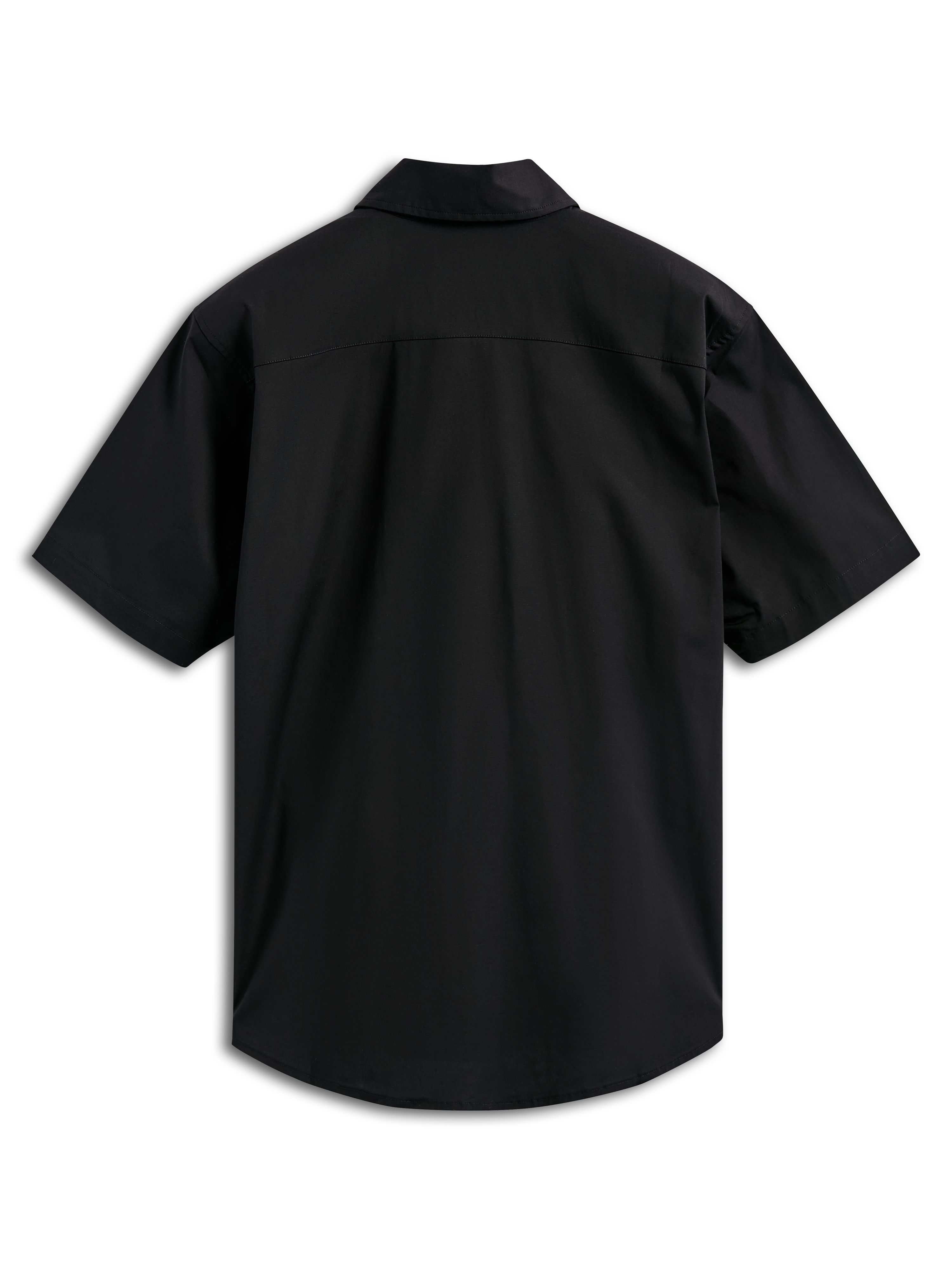 Alpinestars Strive Woven skjorte, kortærmet skjorte med knapper, sort, set bagfra, med struktureret ryg-åg, afslappet motorsport-inspireret streetwear
