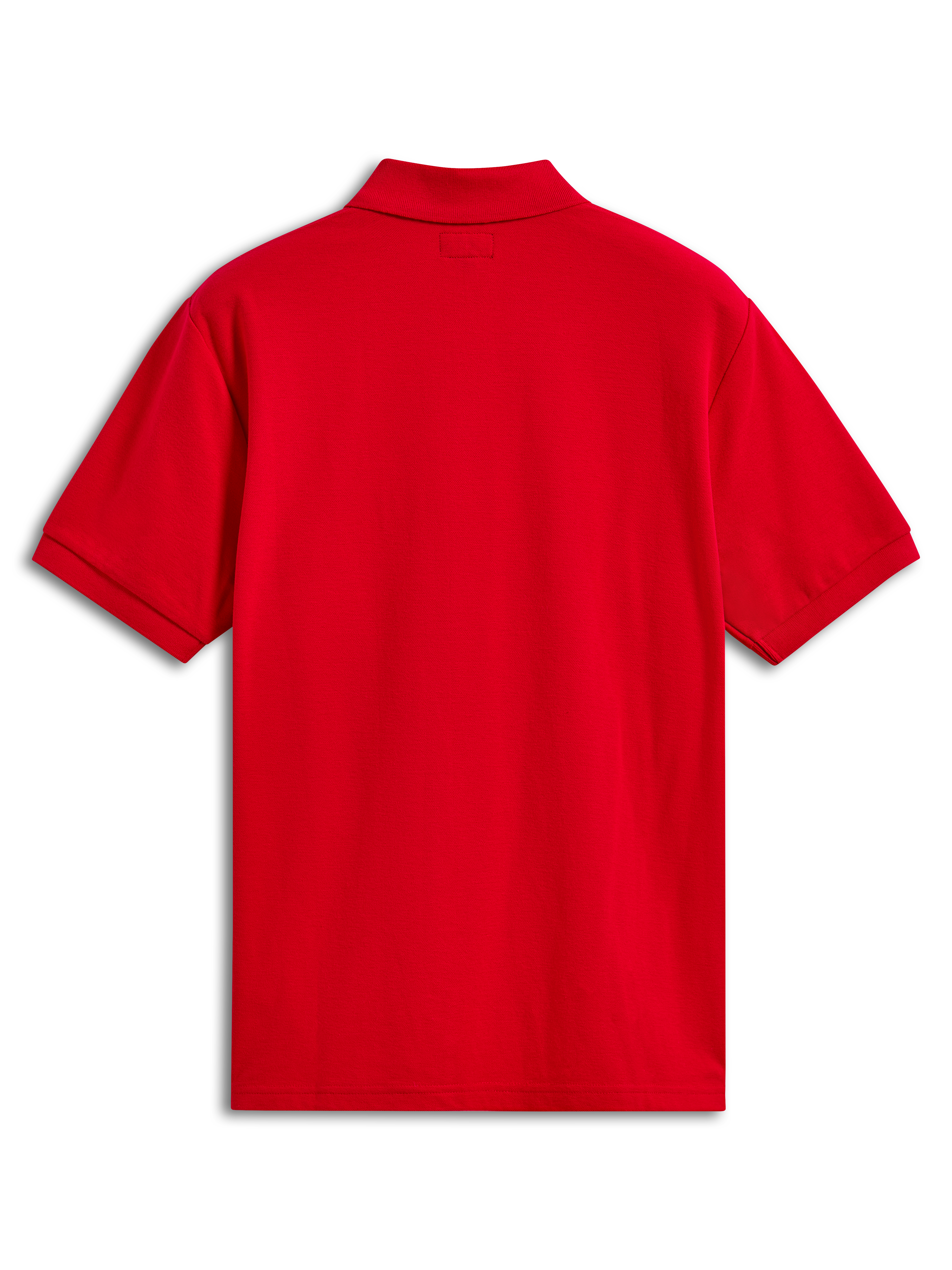 Alpinestars Endeavor Classic Polo, kortærmet piqué-polo, rød, set bagfra, med ribkrave og ribkanter på ærmerne, klassisk piqué-tekstur, afslappet sportstøj