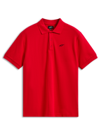 Alpinestars Endeavor Classic Polo, kortærmet piqué-poloshirt, rød, lille sort Astars-logo på brystet, stolpelukning med tre knapper, afslappet sportstøj