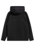 Alpinestars Emergent Oversized Hoodie, black casual streetwear, back view showing embroidered Alpinestars word logo, oversized fit with hooded design and ribbed hem