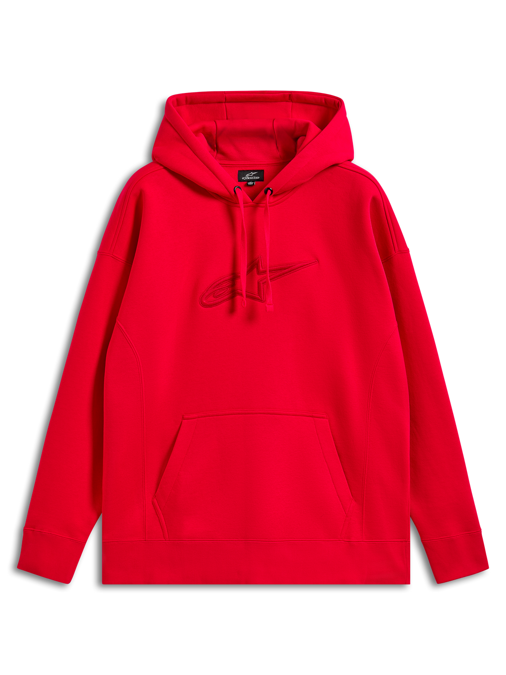 Alpinestars Emergent Oversized hættetrøje, rød, pullover sweatshirt med tonalt 3D-broderet Astars-logo, kængurulomme, afslappet motorsport-streetwear