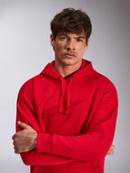Alpinestars Emergent Oversized hættetrøje, rød fleece hættetrøje, med tonalt 3D-broderet logo på brystet, hætte med snøre, ribmanchetter, oversized pasform, afslappet streetwear