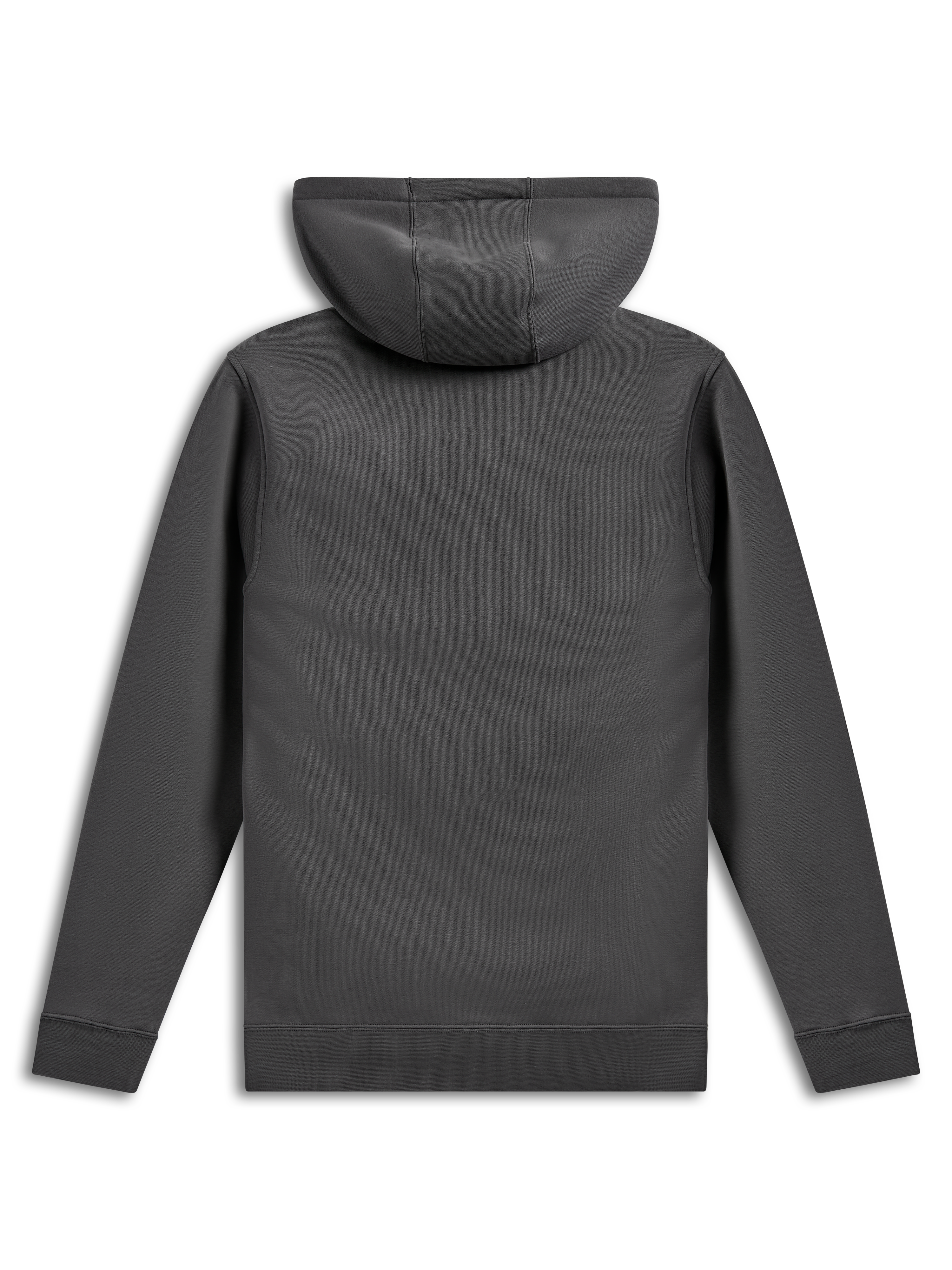 Alpinestars Ellipsoid hættetrøje, pullover fleece-hættetrøje, gunmetal grå, set bagfra med ensfarvet krop og ærmer, ribkanter og -søm, afslappet motorsport-inspireret streetwear