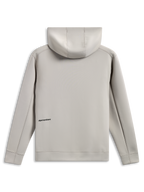Alpinestars Cypher Hoodie, set bagfra, cementgrå, tri-blend dobbeltsidet fleece, lille sort tekstlogo på lænden, mesh-foret hætte, afslappet motorsport-inspireret streetwear