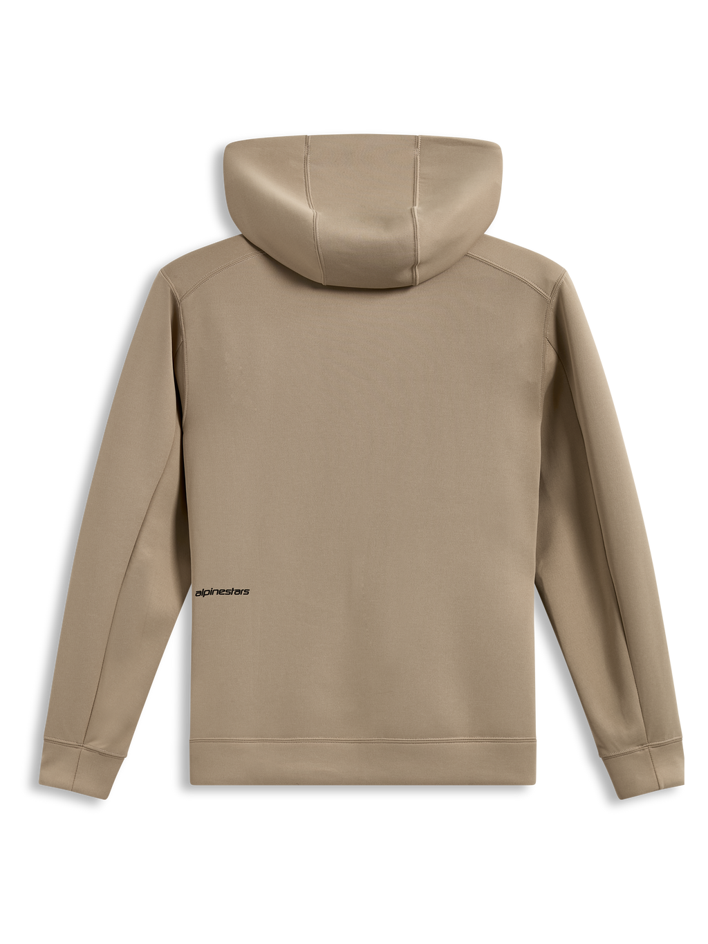 Alpinestars Cypher Hoodie, teknisk sportstøj, beige, tri-blend fleece, set bagfra med højhalset hætte og subtilt logo.