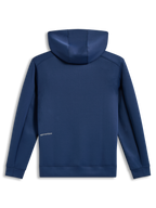 Alpinestars Cypher Hoodie, stålblå hættetrøje i tri-blend fleece, set bagfra med tekstlogodetalje
