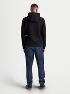 Alpinestars Cypher hættetrøje, sort unisex lynlåshættetrøje i premium tri-blend fleece, set bagfra på model med høj hætte og logodetaljer, afslappet motorsport streetwear og sportstøj