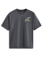 Alpinestars Overhang Oversized CSF Tee, kortærmet t-shirt, koksgrå, hvidt Astars-logo med limegrønt wordmark, casual motorsport-streetwear