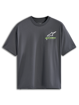 Alpinestars Overhang Oversized CSF Tee, kortærmet t-shirt, koksgrå, hvidt Astars-logo med limegrønt wordmark, casual motorsport-streetwear