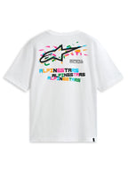 Alpinestars Wild Oversized CSF Tee, hvid kortærmet t-shirt set bagfra med livligt flerfarvet logografik og tekstprint