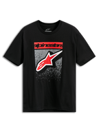 Alpinestars Noka CSF Tee, kortærmet t-shirt, sort, rødt Alpinestars-bloktekst og stjernelogo med grå MX-gradueringsgrafik, afslappet motorsport-streetwear