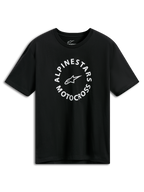 Alpinestars MX CSF Tee, kortærmet t-shirt, sort, hvid cirkulær Alpinestars Motocross-grafik, afslappet motorsport-streetwear