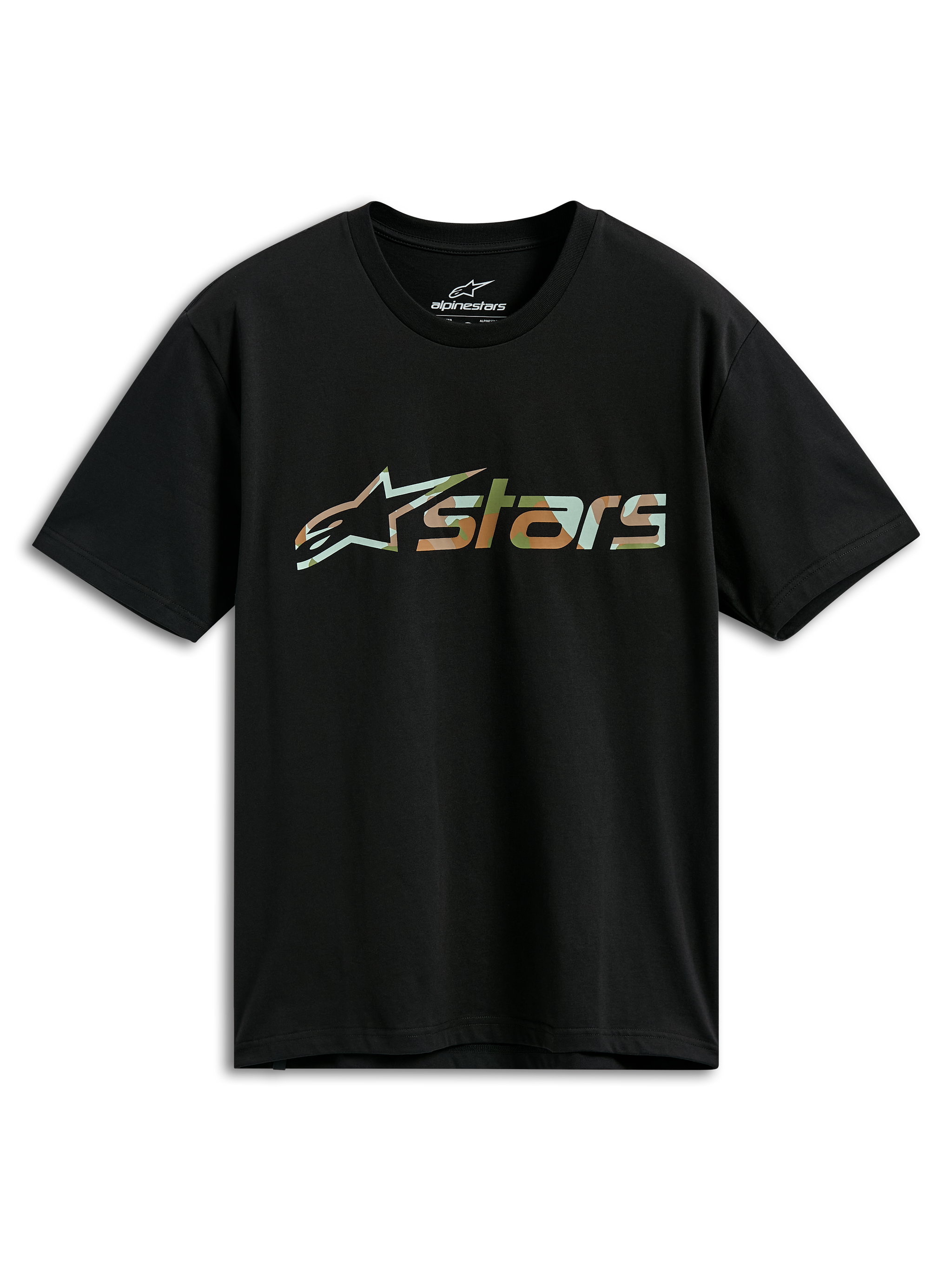 Alpinestars Verdure Camo CSF Tee, Short Sleeve T-Shirt, Black, Camo Fill Astars Logo, Casual Motorsport Streetwear