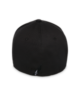 Alpinestars Instinct kasket, sort, set bagfra med struktureret krone og flex-back design, lille sort mærkat med hvidt Astars-logo, holdbart twill-stof, afslappet motorsport-inspireret hovedbeklædning