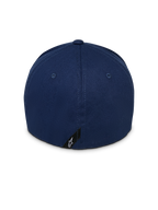 Alpinestars Instinct kasket, marineblå baseball-kasket, set bagfra, struktureret krone og fleksibel bagside, lille sort label med hvidt Astars-stjernelogo på den nederste kant