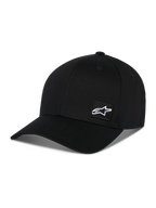 Alpinestars Pivot kasket, sort sportswear-kasket, med buet skygge og struktureret krone, lille hvidt Astars logo-patch på siden, afslappet motorsport-inspireret design