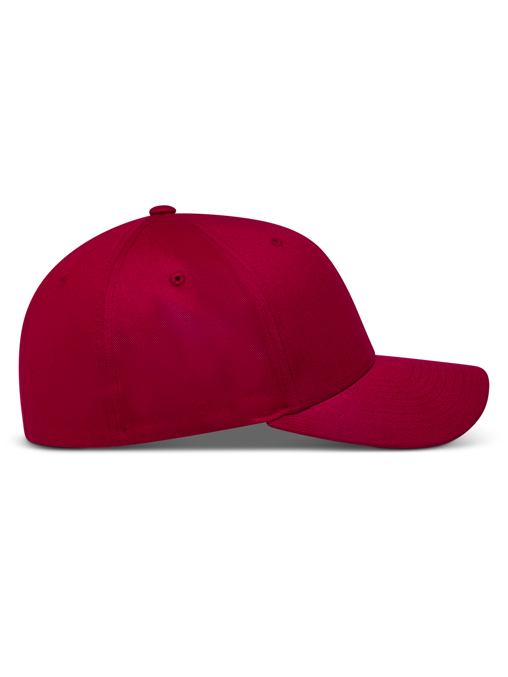 Alpinestars Pivot Hat, mørkerød baseballkasket i twill-stof med buet skygge og struktureret krone, set fra siden