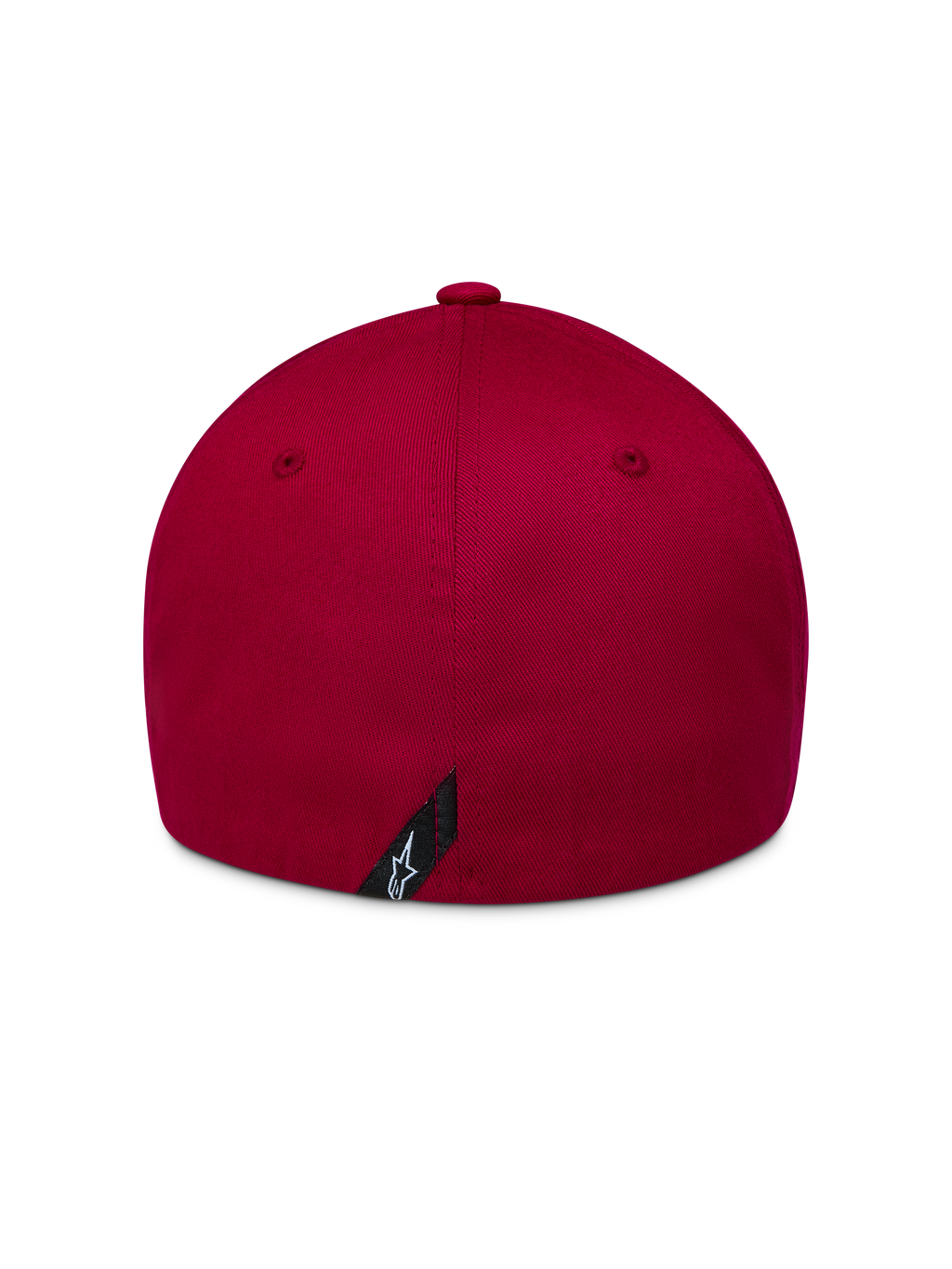 Alpinestars Pivot Hat, mørkerød kasket i twill, set bagfra med flex-back og lille Astars-logo, afslappet motorsport-streetwear.