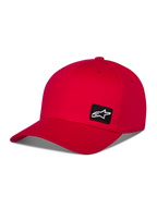 Alpinestars Pivot kasket, rød sportswear baseballkasket, buet skygge med struktureret krone, lille sort broderet Astars-logopatch på siden, afslappet motorsportdesign