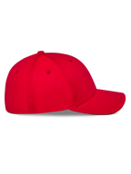 Alpinestars Pivot Hat, rød, sideprofil med buet skygge og struktureret krone, twill-stof, afslappet motorsport sportswear