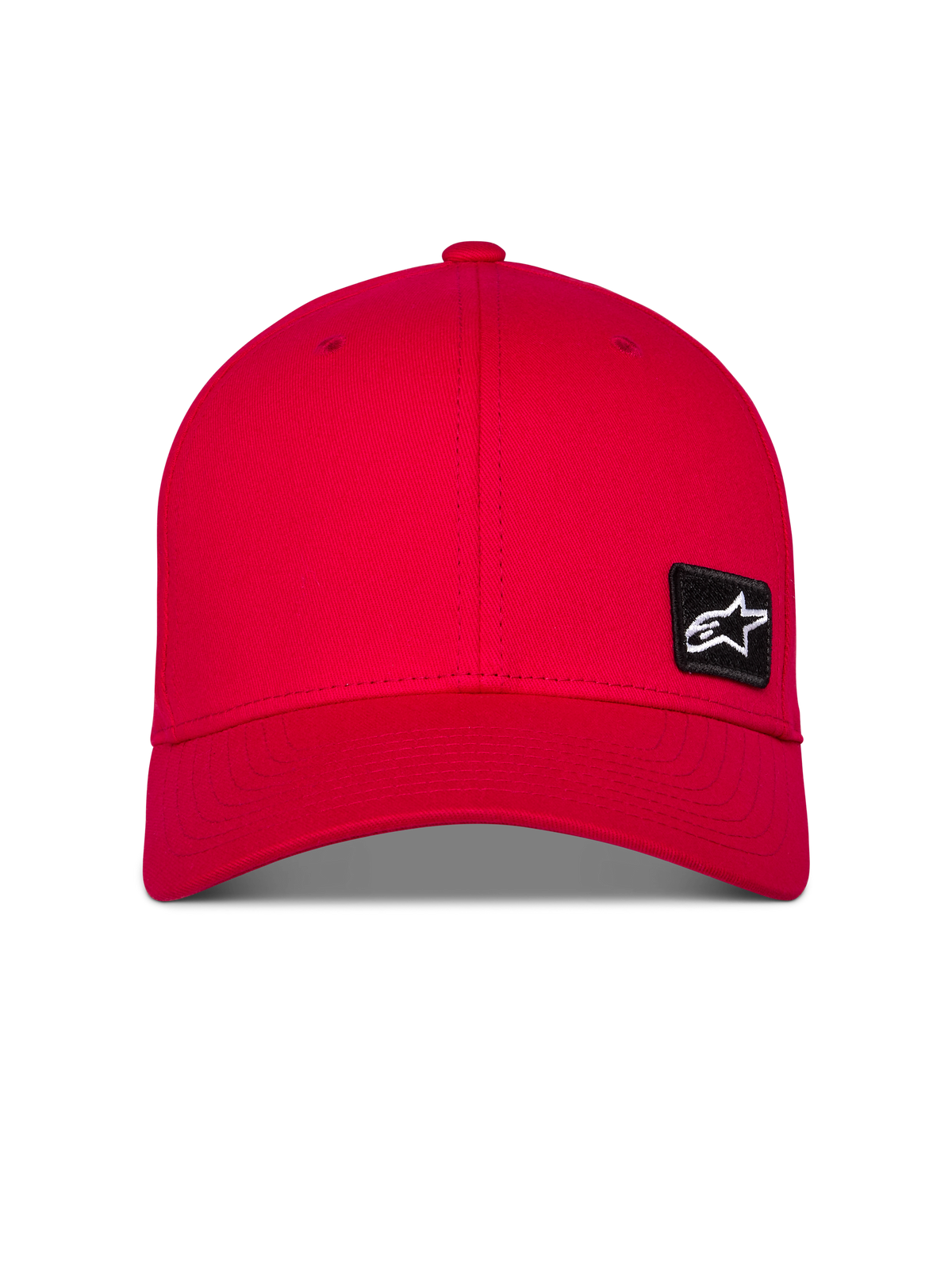 Alpinestars Pivot Hat, rød sportswear-kasket, med buet skygge og struktureret krone, lille sort broderet Astars logo-patch på forsiden, afslappet twill-hovedbeklædning