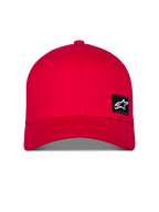 Alpinestars Pivot Hat, rød sportswear-kasket, med buet skygge og struktureret krone, lille sort broderet Astars logo-patch på forsiden, afslappet twill-hovedbeklædning