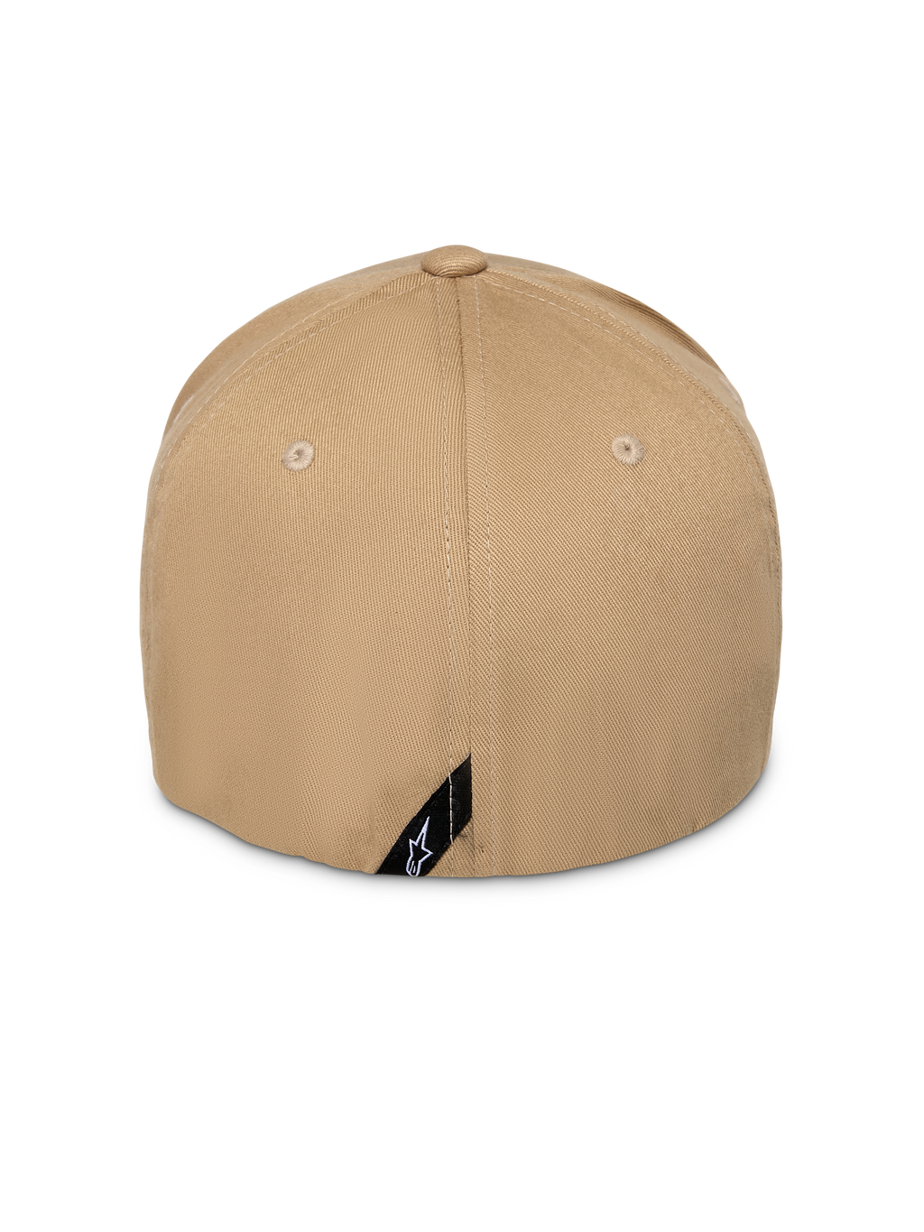Alpinestars Pivot kasket, khaki sand, set bagfra, viser struktureret krone og flex-fit bagside, med et lille sort diagonalt mærke med hvidt Astars-logo, afslappet sportswear-hovedbeklædning