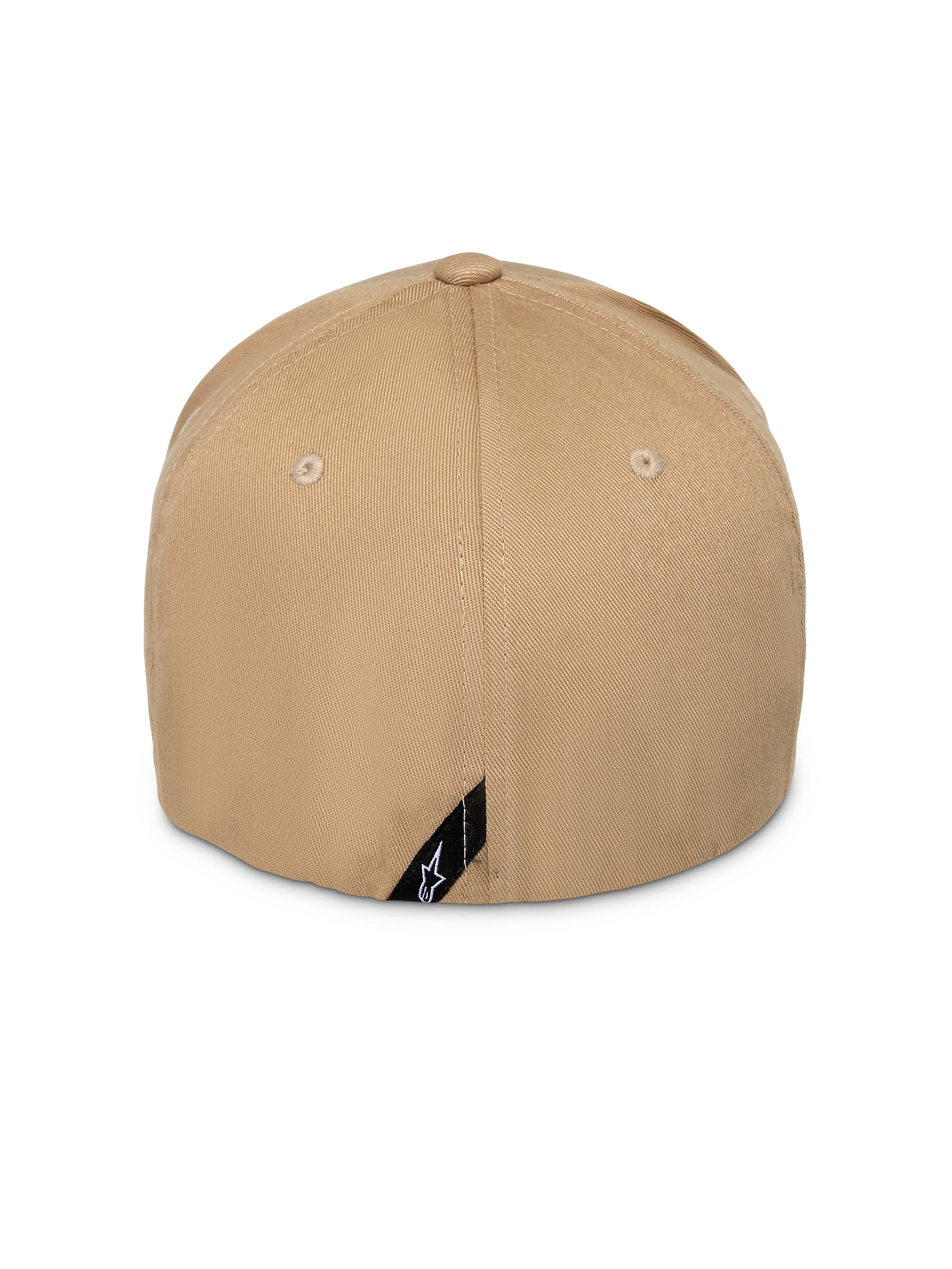 Alpinestars Pivot kasket, khaki sand, set bagfra, viser struktureret krone og flex-fit bagside, med et lille sort diagonalt mærke med hvidt Astars-logo, afslappet sportswear-hovedbeklædning