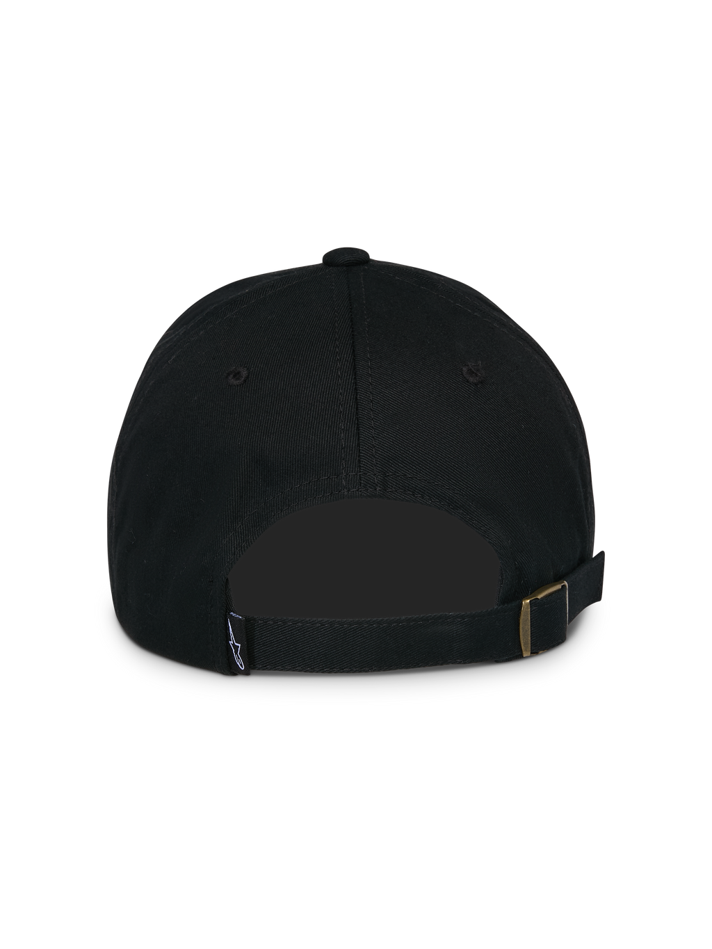 Alpinestars Calipalm Strapback kasket, sort, set bagfra, justerbar strapback-lukning med metalspænde, lille vævet logo-mærkat, ustruktureret bomuldstwill-konstruktion