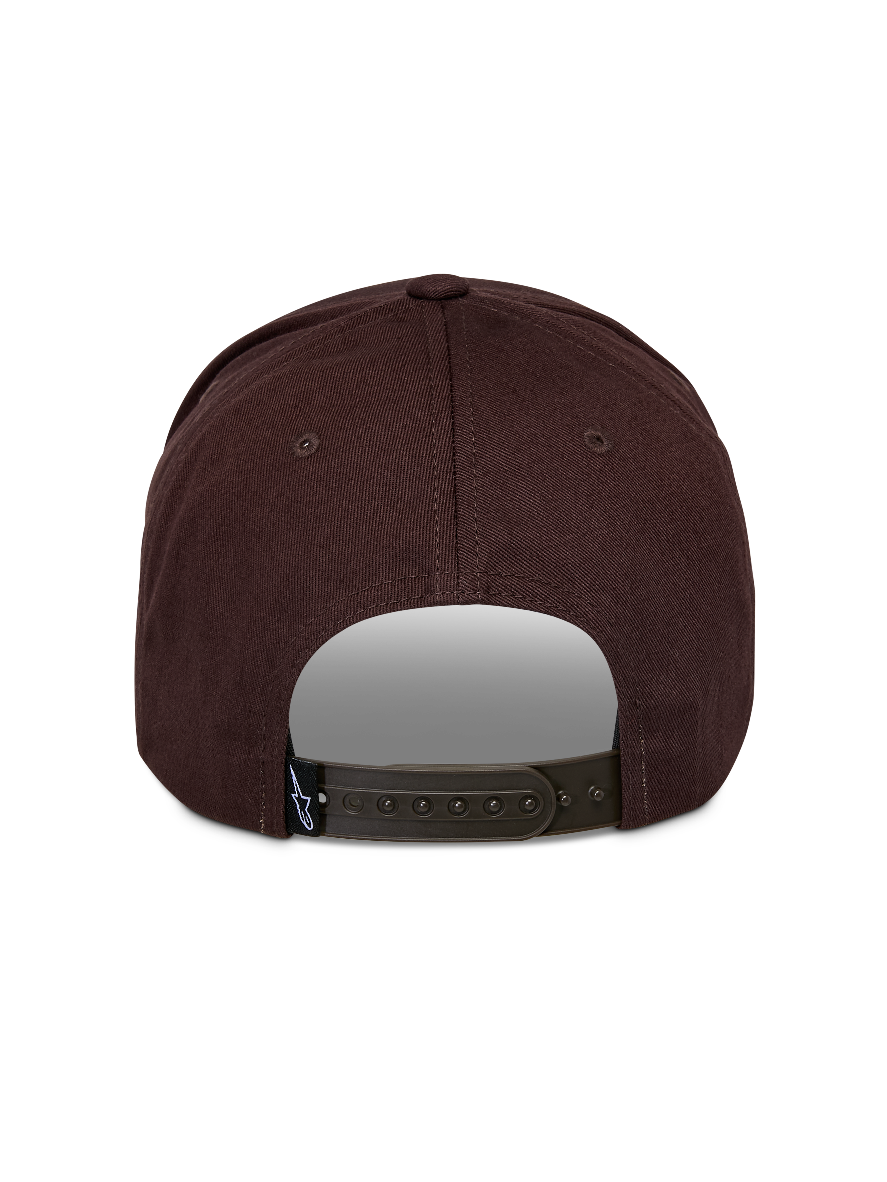 Alpinestars Matrix Snapback-kasket, set bagfra, brun, justerbar snapback-lukning, struktureret krone, hovedstof i twill, lille Astars-logomærke bagpå