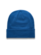 Alpinestars Augment Cuff Hue, blå beanie i strikket jerseysøm med foldet kant, afslappet motorsport-streetwear